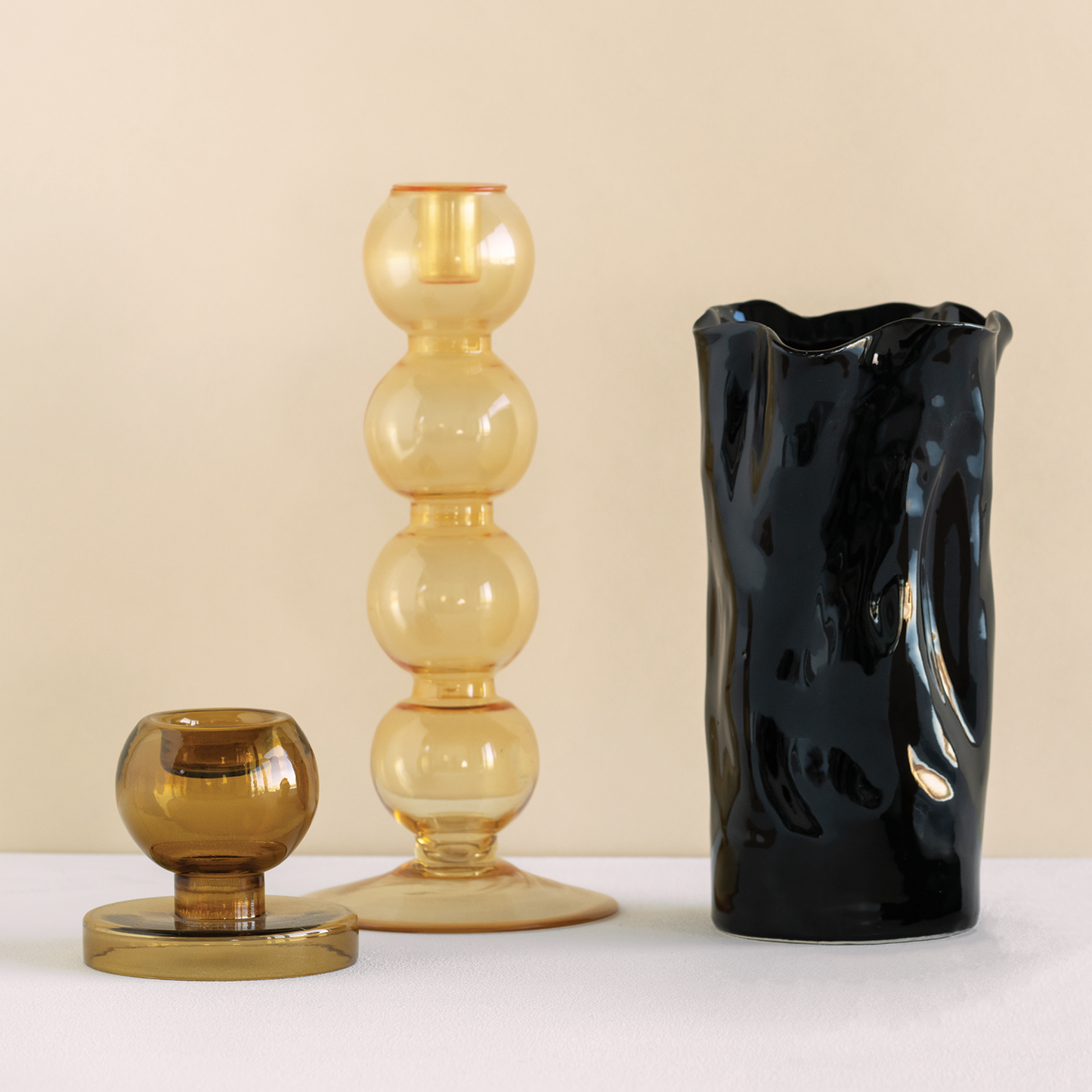 Candle holder almond buff